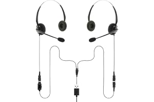 Projekt Telecom Binaural träning, övervakning och coaching headset kit – USB-A och USB-C 2-användare splitter med brusreducer