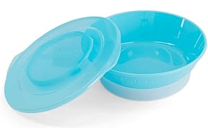TWISTSHAKE Cuenco con Tapa Alimentación para Bebés de PP y Silicona, Bol sellado, Tazón para Bebé Plato, Vajilla, Sin BPA, 6+ Meses, Azul pastel