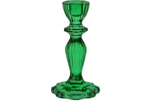 Green Jeweled Glass Candlestick Holder - Decorative Taper Candle Stand, Elegant Dinner Party Decorations, Easter Home Décor, Summer Birthday, Garden, Wedding, One Size, - Made By Talking Tables