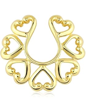 Paula & Fritz® Fake Brustwarzenpiercing aus Edelstahl Chirurgenstahl 316L 14 K...