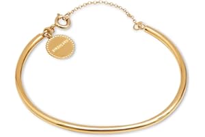 SINGULARU - Brazalete Line Chain. Acero con Acabado en Baño Oro de 18Kt. Pulsera con Estilo Minimalista y Forma Rígida. Joyas para Mujer