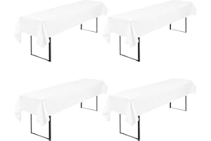 FXKS 4-Pack Weiße Bier Tischdecke 110 x 260 cm Polyester Bier Tischdecke, Waschbare und Langlebige Tischdecke Tischdecke für Garten Partys Geburtstagsfeier oder Grill (Weiß)