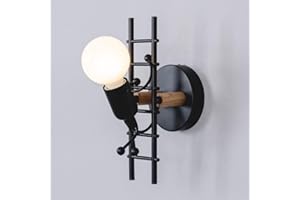 Mengjay Humanoid Creativo Lampada da Parete Interno Applique da Parete Moderna interna Luce da Muro Candelabro Max 60W E27 per Camera da Letto, Soggiorno, Camera Bambini, Corridoio, Scala (Nero)
