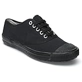 TUFF Classic Canvas Lace-up School Shoes, Black, Rubber Sole