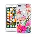Produktbild HULI Design Case Hülle für Apple iPhone 7 Plus Smartphone mit Blumen Muster - Handy Schutzhülle klar aus Silikon mit tropischen Pflanzen Tropen Sommer Urlaub Paradies Flower - Handyhülle durchsichtig mit Druck