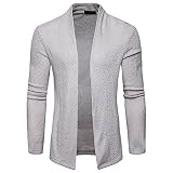 DAY.LIN Jacke Herren Herren Frühling Lässig Solide Strickjacke Strickwaren Mantel Jacke Men's Spring Cardigan dünne Mantel Pullover Top (Grau, M=EUS)
