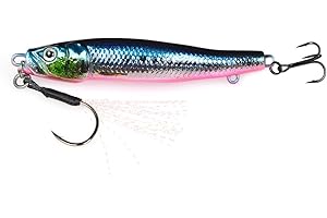 Tolure Jig de Pesca 60g 80g 4 Colores Trolling Casting Cuerpo Impreso en 3D Jig de Pesca en Forma de S Señuelos de Pesca de Agua Salada para Platija Salmón Brema Bajo Trucha 1 Unidad/Paquete