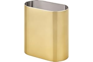 mDesign Cestino spazzatura in metallo – Perfetto sia come cestino gettacarte che per la raccolta rifiuti – Di forma ovale, per cucina, bagno, ufficio, camera – ottone