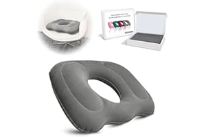 INFLATOAST Donut Pillow For Hemorrhoids,Hemorrhoid Pillow,Donut Pillow For Tailbone Pain,Donut Cushion,Donut Pillow Postpartum Pregnancy,Donut Seat Cushion For Low Back Pain,Hemorrhoids,Sciatica,Bedsores (Gray)
