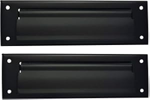 QCAA Ranura para correo de latón macizo, con placa trasera interior de latón macizo, 10 "x 3", negro mate, paquete de 1, fabricado en Taiwán