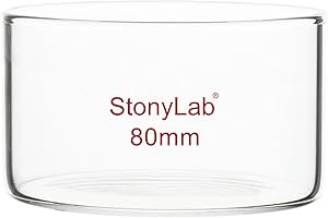 stonylab Piatto per Cristallizzazione, Piatti per Cristallizzazione in Vetro di Borosilicato a Parete Spessa per Cristallizzazione ed Evaporazione di Laboratorio, Fondo Piatto, Senza Becco