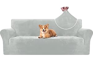 CYCMACO Funda Sofa Terciopelo 3 Plazas, Fundas De Sofa Ajustables con Reposabrazos, Fundas para Sofa Elasticas, Universal Fundas De Sofa Anti Gatos, Sofa Cover Antideslizante, Gris Plata