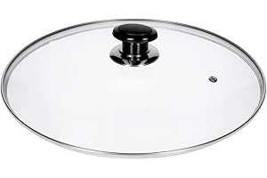 Europart 10036698 - Tapa de cristal con mango y borde de acero inoxidable (300 mm, diámetro de 30 cm)