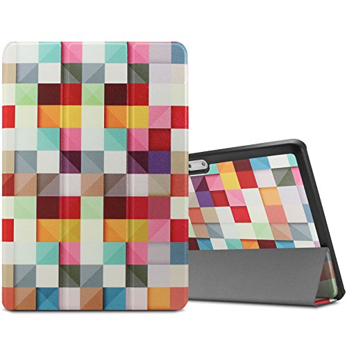 YunTab 3G Tablet 10.1 Zoll/ACEPAD A101 (10.1") TABLET PC Hülle Case, Infiland Ultra Dünn Tri-Fold Muschel PU Leder Schlank Superleicht Ständer Shell Cover Schutzhülle Etui Tasche für 10.1" Android Tablet-PC Inklusive XIDO X111, 10 Zoll Tablet Pc(25,7 cm), Artizlee 10 Zoll (10.1") Tablet PC ATL-21L 1280x800, XIDO Z120/3G Tablet Pc 10 Zoll(Überprüfen Sie bitte die Details der kompatibelen Tablet-Modell-Liste in Produktbeschreibung)(Farbige Quadrate)