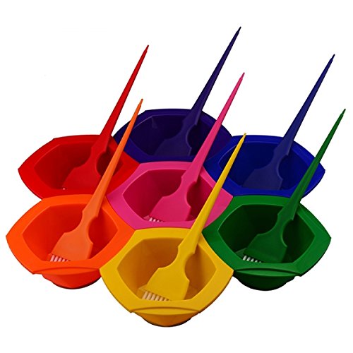 AGENDA SET OF 7 ERGONOMIC TINT BOWLS & 7 MATCHING RAINBOW COLOURED TINTING BRUSHES