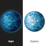 Winkey Luminous Moonlight Wanduhr 3D Armbanduhr Moon Glow in the Dark Uhr Dekoration, blau, 30cm in diameter