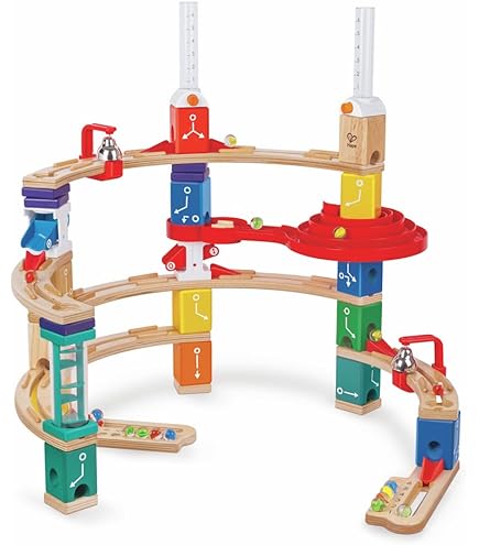 Super Spiralburg van Hape Quadrilla Murmelbaan van hout, uitbreidingsset met spiraalcirkels, een xylofon-rail en spiraal voor kinderen vanaf 4 jaar : HAPE