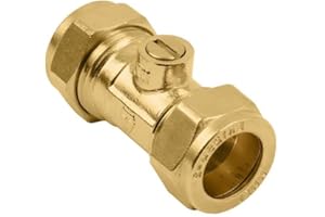 ODSUPPLIES 15mm Brass Isolation Valve- Economy - 15mm Isolating Valve with Screwdriver Slot