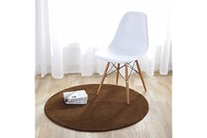 Fouriding Round Circular Area Rugs Solid Carpets Home Cozy Mat Bedroom Luxurious Floor Pads for Living Room (Light Brown, Diameter:2.6ft)