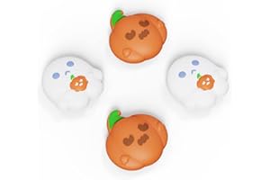 PlayVital 4PCS Thumb Grip Caps do Switch,Nakładki na Kciuk do Switch Lite,Nakładki na Gałki Analogowe kompatybilny z Switch OLED Joycon-Upiorny Duch z Dynią