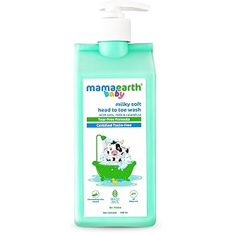 Mamaearth Milky Soft Head to Toe Wash With Oats, Milk, and Calendula for Babies | 2-in-1 Tear-Free Body Wash & Shampoo | Moisturizes and Soothes Skin 