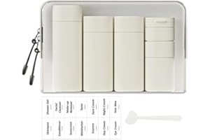 Sprigold Lot de 5 flacons de voyage brefs et tendance approuvés par la TSA, sans BPA, rechargeables pour shampooing, crème, après-shampooing, lotion, savon (Blanc nordique)