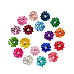 POPETPOP Dog Bows Topknot - Beautiful Flower Design Pearls Bows Dog Puppy Hair Bows with Rubber Bands, Pet Grooming Bows Dog Hair Accessories (Mixed Color)
