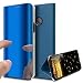 Produktbild HMTECH Huawei P20 Pro Hülle Luxus Spiegel Mirror Makeup magnetisch PU Leder Schutzhülle Handytasche Shell Tasche mit Standfunktion Flip Hard Case Cover Hülle für Huawei P20 Pro,Blue Mirror PU