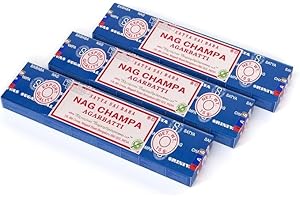 Satya Nag Champa Incense Sticks Agarbatti Hand Rolled in India (3 Packs of 15g)