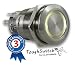 Produktbild .drivezero. ToughSwitch '19 – Schalter Edelstahl (bis 230V / 5A) mit LED-Leuchtring Warmweiss 12V, staub- und wasserdicht (IP67)