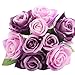 Produktbild Unechte Blumen  Timogee Künstliche Deko Blumen Gefälschte Blumen Seidenrosen Plastik Köpfe Braut Hochzeitsblumenstrauß für Haus Garten Floral Künstliche Fake Roses Flanell Blume (Lila)