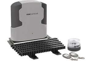 SCS Sentinel - MCO0062 - Motorisation Portail Coulissant 12V - 2 Télécommandes, Crémaillères et Feu Clignotant - Longueur Portail 4 mètres et Poids 400 kg maximum - OneGate 3