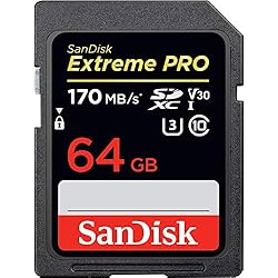 Carte mémoire SDXC SanDisk Extreme PRO 64 Go jusqu'à 170 Mo/s, Classe 10, U3, V30, 4K UHD