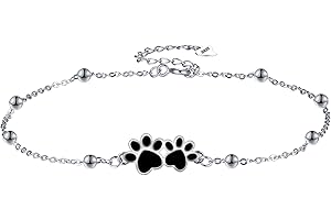 Yinsen Bracelet de cheville pour Femme, Argent Sterling 925 Patte de Chien Bracelets de cheville Été Pieds Nus Fête Sur la Plage en Bijoux Cadeaux pour Maman Femmes Filles (22+4cm)