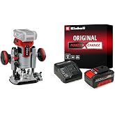 Einhell TP-RO 18 Set Li BL - Solo, K&ouml;m&uuml;rs&uuml;z Ak&uuml;l&uuml; Dik &amp; Kenar Freze Set + Einhell 18V 4,0 Ah PXC Starter Kit, Ak&uuml; &amp; Şarj Ciha