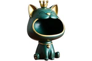 Fiorky Big Mouths Katzen-Aufbewahrungsbox, Harz-Glückskatzen-Statuen-Dekoration, lachende Katze, Schlüssel-Aufbewahrungsschale, kreative kleine Gegenstände, Behälter, Organizer, Skulptur for