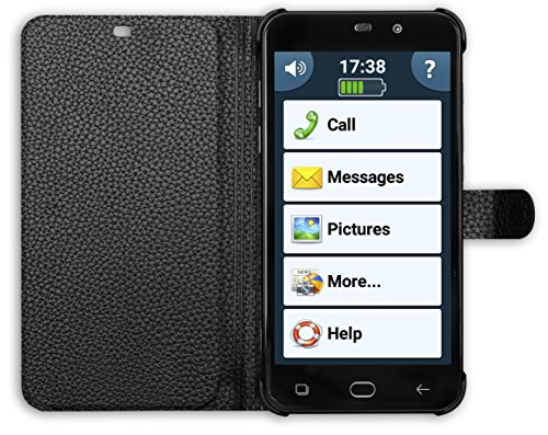 amplicomms Smartphone Kunstleder SchutzhÃ¼lle mit Magnetverschluss fÃ¼r PowerTel M9500, 4,4 x 1,6 x 7,3 cm schwarz