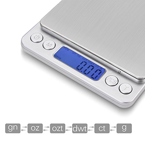 Boweike Präzisionswaage Küchen Waage 3000g-0.1g Elektronische Waage Küchenwaage LCD Anzeige Mit Blau Licht Digitalwaage Mini Scale - 3