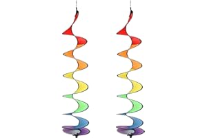CERIOLL Molino De Viento Espiral Colorido,Molino De Viento Espiral,2 PCS Hilandero Espiral Colgante,Coloridos Molinos De Viento En Espiral para Colgar,Molino De Viento Giratorio De Arco Iris Espiral Colgante