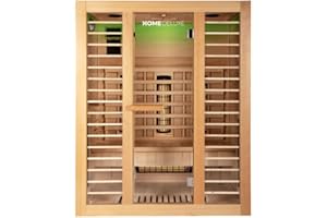 Home Deluxe – Infrarotkabine REDSUN L Deluxe - 153 x 110 x 190 cm - für 3 Personen, 6 Vollspektrumstrahler, Holz: Hemlocktanne I Infrarotsauna, Sauna, Wärmekabine, Infrarot
