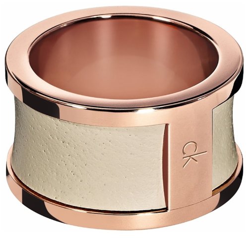 CK Damen-Ring Vergoldetes Metall Leder gold Gr.54 (17.2) KJ0DPR190107