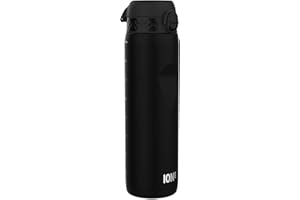 Ion8 1 Litre Water Bottle with Times to Drink, Leak Proof, Flip Lid, Carry Handle, Dishwasher Safe, BPA Free, Soft Touch Contoured Grip, Ideal for Gym, Health Fitness, 32 oz, White