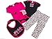 BNWT baby girls 4 piece born to shop set 2 body suits bib leggings FREE UK POST (3-6 months)