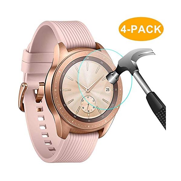 CAVN [4-Stück] Panzerglas Kompatibel mit Samsung Galaxy Watch 42mm Schutzfolie Panzerglas, Wasserdichtes gehärtetes Glas Displayschutzfolie für Galaxy Watch 42 mm [Anti-Scratch] [Anti-Bubble]