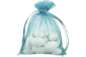 MR PRIME LTD Mr. Prime 100 pcs Organza Gift Bags, 10x15 Jewellery Favour Gift Packing Pouches with Drawstring for Wedding Christmas Festival Birthday Party Gift Packaging (Blue)