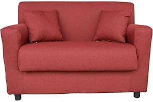 Liberoshopping Divano sfoderabile 2 posti in tessuto imbottito con braccioli larghezza 124 cm (Bordeaux)
