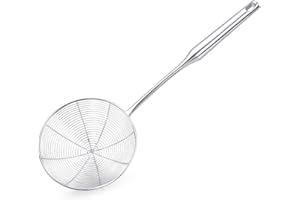 CONTIUP TENTA TENTA Kitchen Solid Stainless Steel Wire Spider Strainer Skimmer Ladle, Food Strainer Skimmer,6.3 Inch