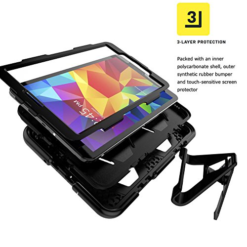 For Samsung Tab A 10.1 T580 Hülle,HAVE1SEE Heavy Duty Shockproof Hybrid Rugged Rubber Protective Stand Hülle For Samsung Tab A 10.1 T580 Schwarz - 2