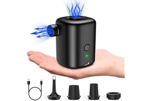 SUJAHHUJIQ Electric Air Pump, Portable Air Pump, Rechargeable Mini Airbed Pump with 4 Nozzles, Inflate Deflate Air Pumps for Pool Floats Air Bed Air Mattress, Swimming Ring, Vacuum Storage Bags