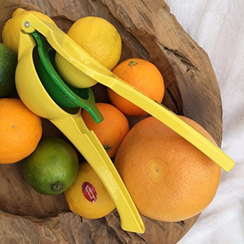 Zitronenpresse | Limettenpresse | Orangenpresse | Manuelle Zitruspresse aus Aluminium | Handpresse gelb grün - 9